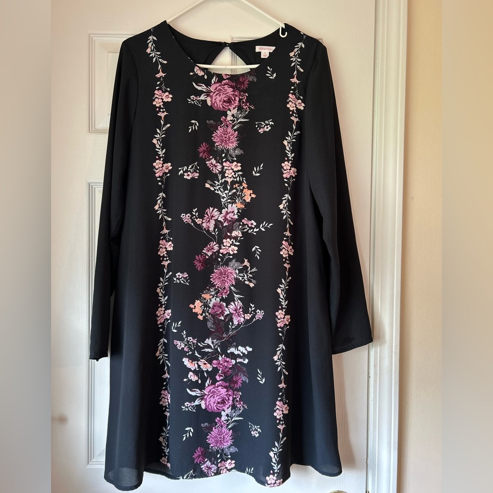 Xhilaration Women’s Floral Long Sleeves Fully Lined Sheer Midi Dress Size Large